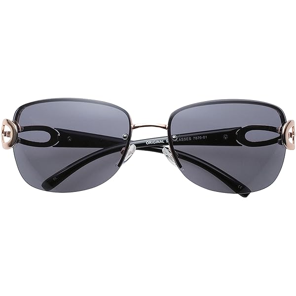 UVカット おしゃれ レディース サングラス ハーフ メタル フレーム / スモーク 7870-01