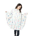 超はっ水 フラワー柄 レインポンチョ 超撥水 婦人 レディース ホワイト 日本 フリー (FREE サイズ)