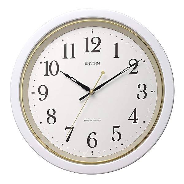 掛け時計 電波時計 静かな 連続秒針 白 M564 Φ32x4.5cm 8MY564SR03