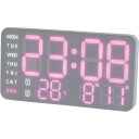 掛け時計 デジタル LED おしゃれ デカ文字 インテリア 置き時計 日付 気温 曜日 PINK/WHITE LED CLOCK Cielo SLW372