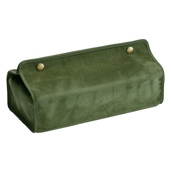 ティッシュケース 吊り下げ リブ カーキ 約W25×H5~6.2×D12cm 裏面 ラミネート加工 【日本製】