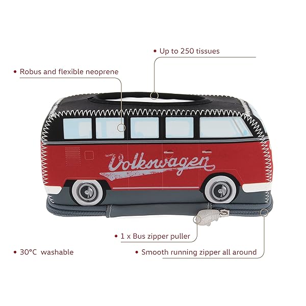 VW Collection T1バス ネオプレン ティッシュボックスホルダー RD/BK BUNE204 [2]