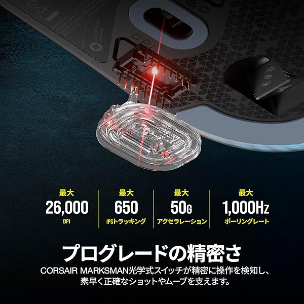 M75 WIRELESS 軽量 RGB ゲーミングマウス iCUE対応 FPS向け 89g 26000 DPI QUICKSTRIKE搭載 Bluetooth／SLIPSTREAMワイヤレス接続 ブラック CH-931D010-AP