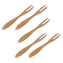 J-kitchens 木製 栗の木 フォーク 5本 セット二股 12x1.3cm