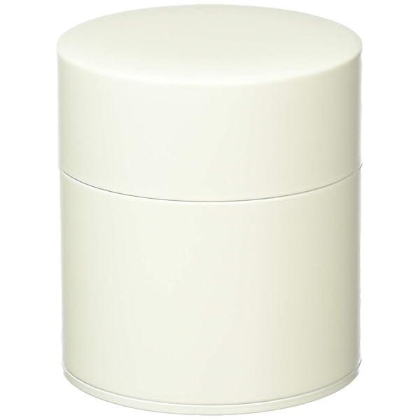 茶筒 塗り缶 平型 150g スチール 日本製 エッグシェルホワイト