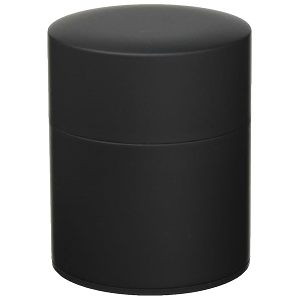 茶筒 塗り缶 平型 200g スチール 日本製 マットブラック