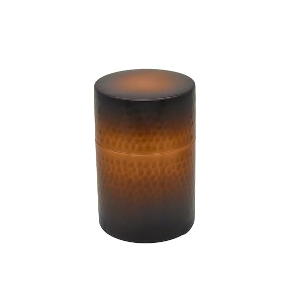 新光堂 日本製 純銅 茶筒（中） 赤銅仕上げ 鎚目 ギフトラッピング仕様