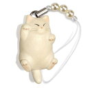 猫どん でぶ猫 白 ビーズ ストラップ N-2306(2)