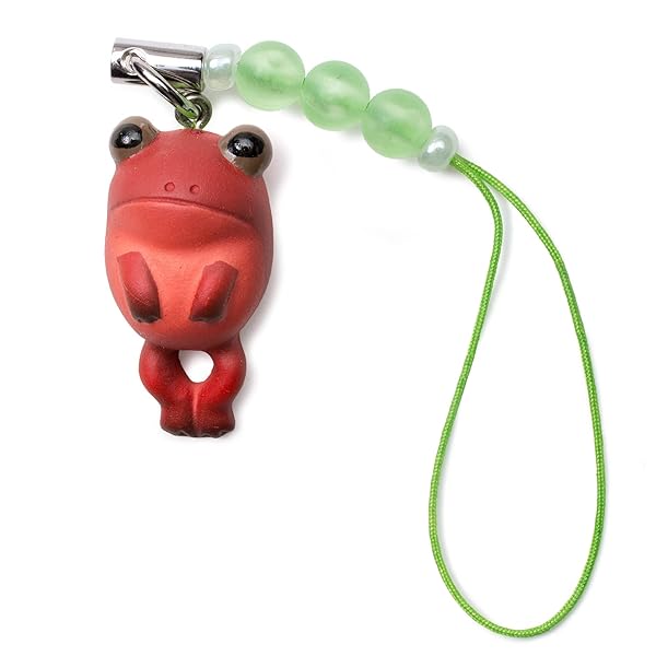 カエル Frog つれてカエル ビーズストラップ Red N-7005