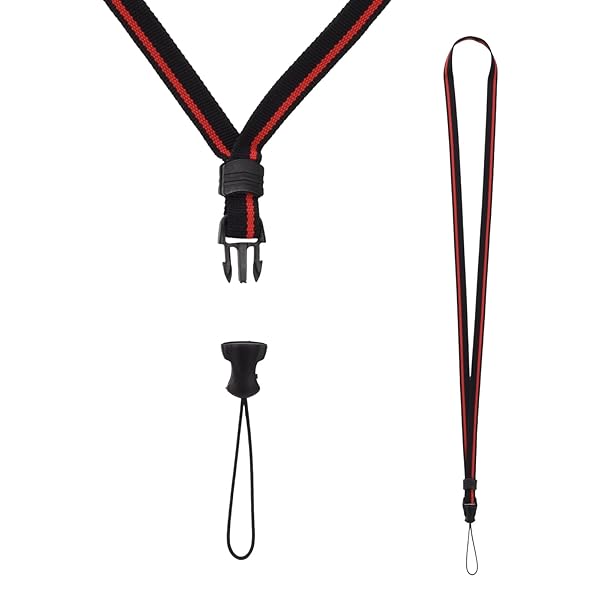 ストラップ スリムライン ネックストラップ 2 ブラック/レッド VE-2424