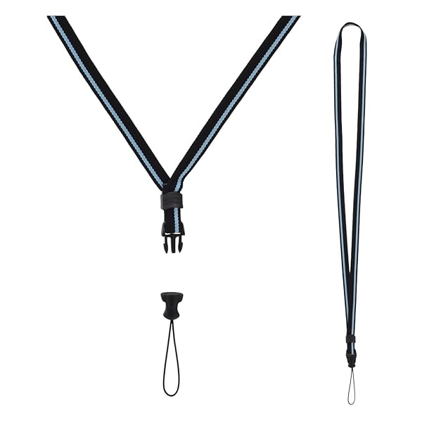 ストラップ スリムライン ネックストラップ 2 ブラック/ブルー VE-2423