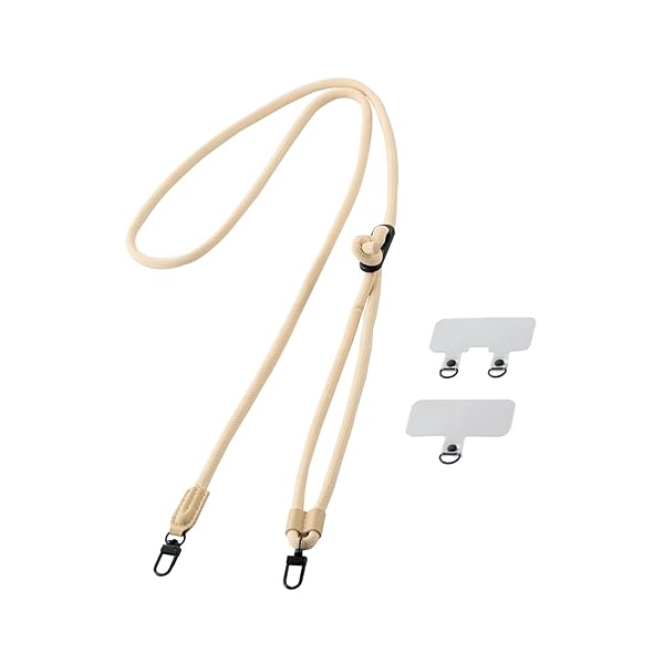 スマホショルダー ショルダーストラップ 肩掛け ストラップホールシート付属 丸紐 6mm ベージュ P-STSDH2R06BE