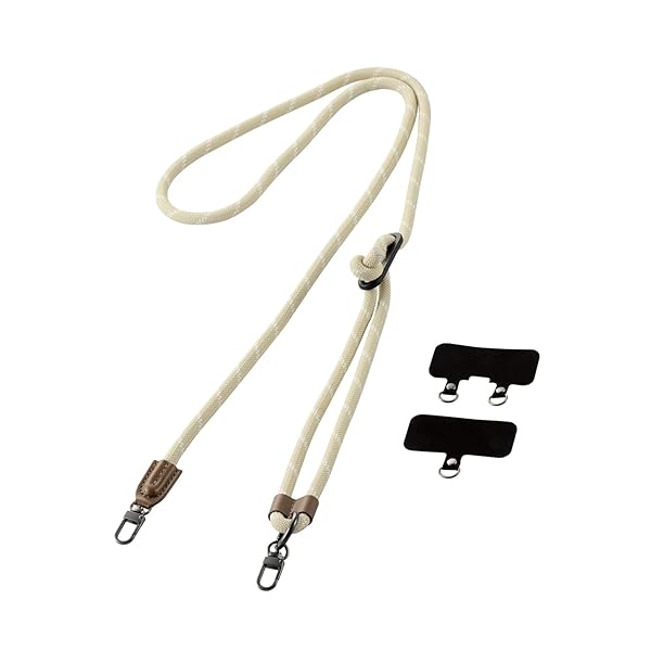 スマホショルダー ショルダーストラップ 肩掛け ストラップホールシート付属 丸紐 8mm ベージュ P-STSDH2R08BE