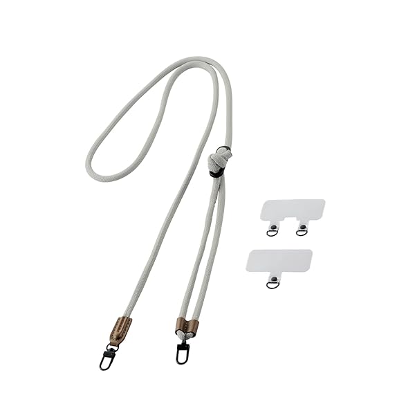 スマホショルダー ショルダーストラップ 肩掛け ストラップホールシート付属 丸紐 6mm ライトグレー P-STSDH2R06GYL