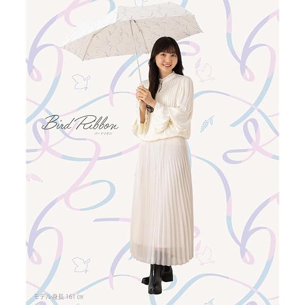 折りたたみ傘 雨傘 リボン柄 ブランド グラスファイバー 丈夫 レディース 55cm 10002055 ライトブルー