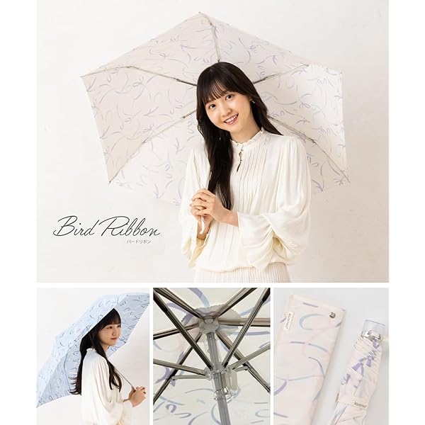 折りたたみ傘 雨傘 リボン柄 ブランド グラスファイバー 丈夫 レディース 55cm 10002055 ライトブルー