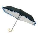 ムーンバット 日傘 折りたたみ傘 レディース 晴雨兼用 遮光 遮熱 UV ミニ フリル 31-230-30268-05 ブラック