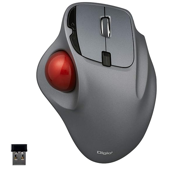 Digio2 マウス 無線 トラックボール 5ボタン 光学式 グレー Z8646