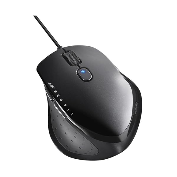 BUFFALO 有線 BlueLED 5ボタン ネオフィットマウス Sサイズ ブラック BSMBU515SBK
