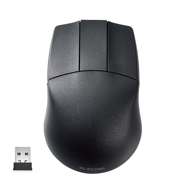 マウス ワイヤレス (レシーバー付属) Mサイズ CAD向け 3ボタン ホイールレス 左右対称 600/1200カウント2段階調整 ブラック M-CAD01DBBK