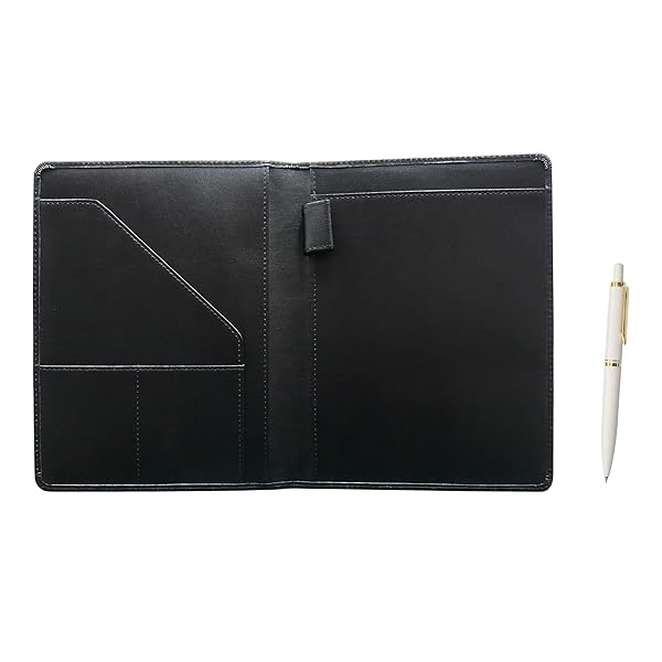 再生牛革B6ビジネスホルダー ユーロスタイル真鍮パーツノック式シャープペンセット 白 T23-LSB6BHA-NXS-W