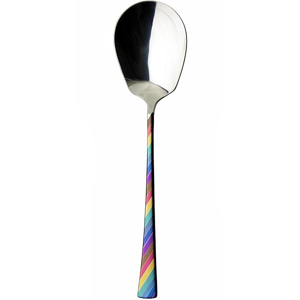 汤匙 - -ニジ- サービススプーン 21.1cm 18-8ステンレス 多重発色 日本製