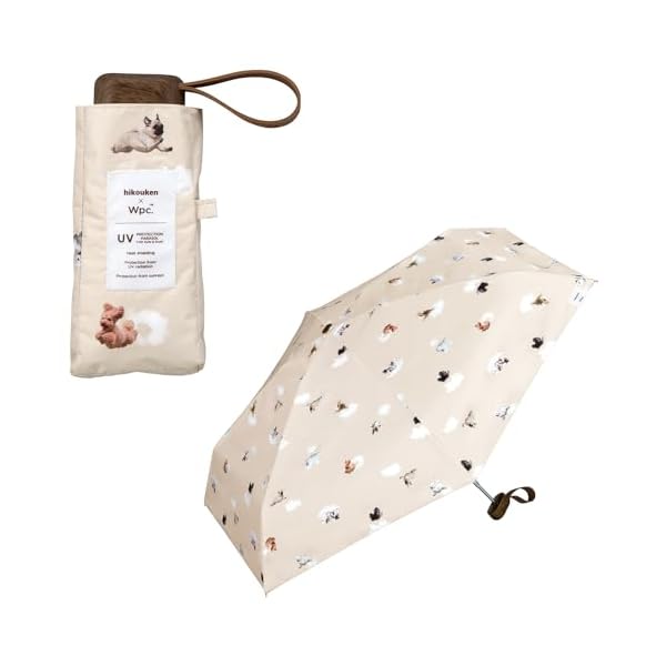【2025】 日傘 飛行犬× 空飛ぶ遮光ワンブレラ ミニ ベージュ ≪遮光率100%/UVカット率100%/・UPF50＋/遮..