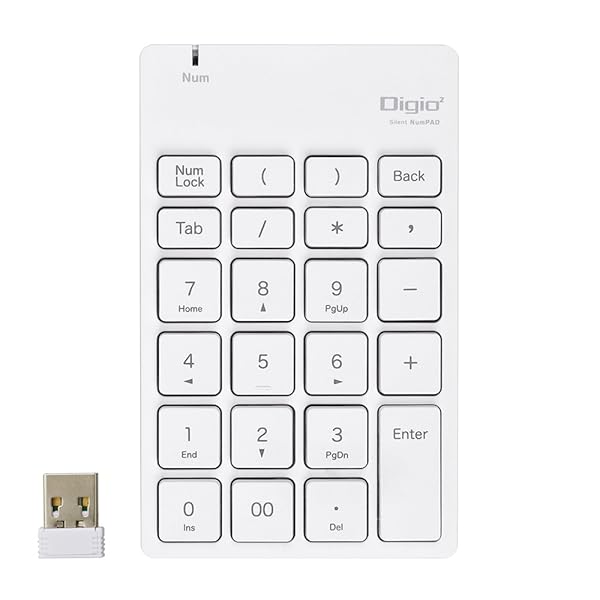 ナカバヤシ Digio2 テンキーボード 静音 ワイヤレス USB ホワイト Z0523