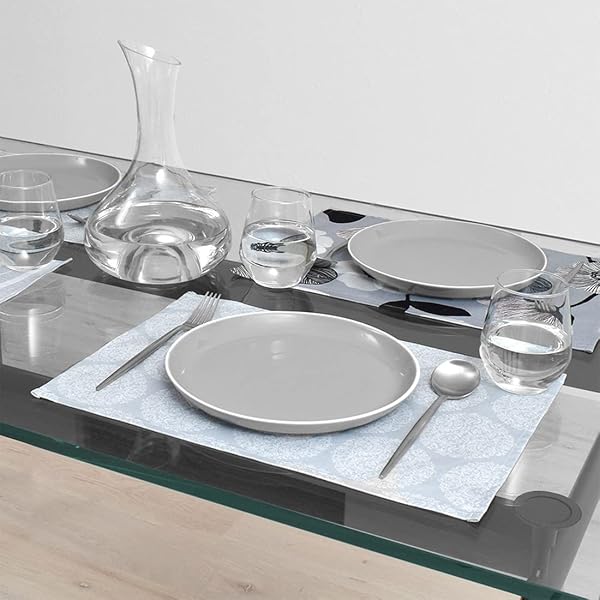 ランチョンマット 綿100% 2枚セット 洗える 布製 30×44cm スタンダード グレー 小花柄 W2801600