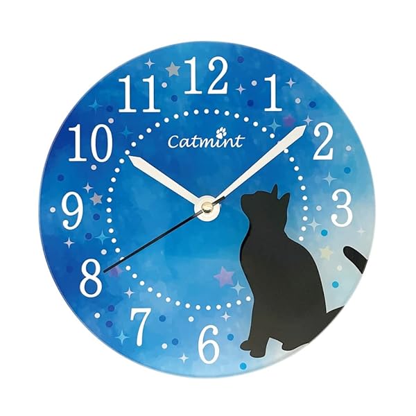日本製 掛け時計 置き時計 アクリルクロック 夜空猫 HK-02-23S