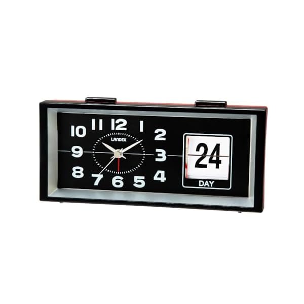 レトロ 置き時計 日めくり 連続秒針 アナログ ブラック YT5312BK