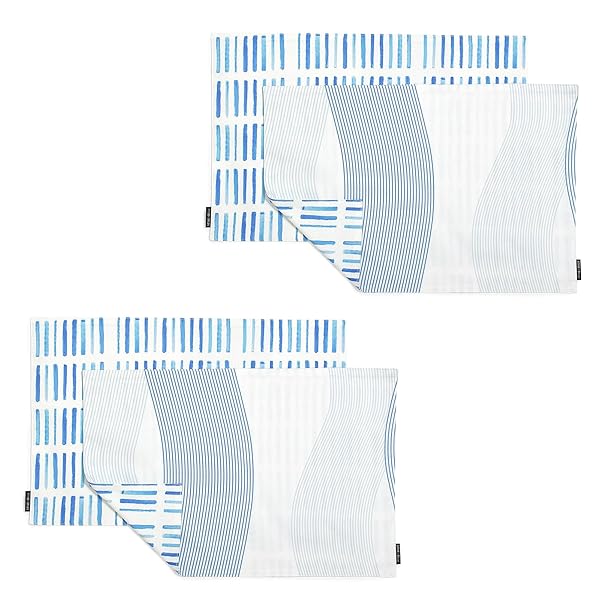 ランチョンマット 綿100% 4枚セット （30cm×45cm） リバーシブルタイプ ウォーターフロー 洗える 布製 おしゃれ ランチマット W3100102