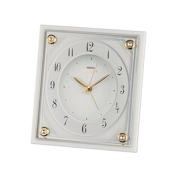 SEIKO 置き時計 白大理石枠 石枠 106×102×68mm クオ...(3)