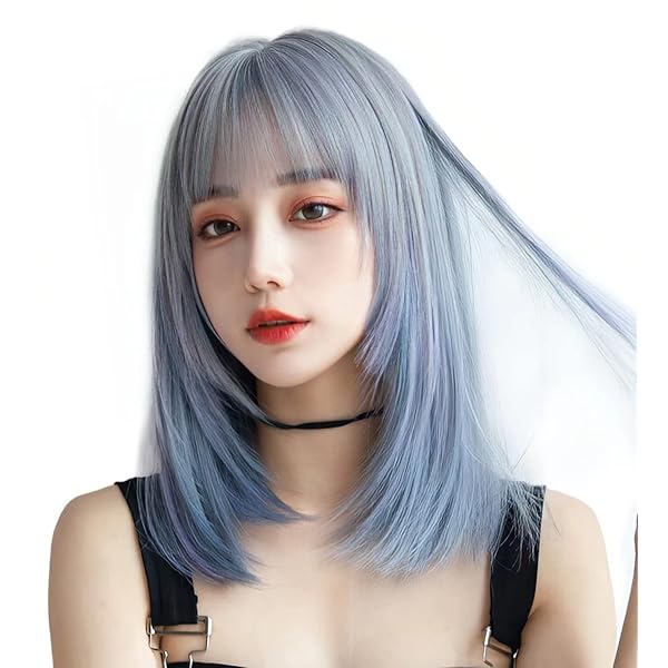 ウィッグ セミロング ストレート かつら フルウィッグ グラデーション インナーカラー 可愛