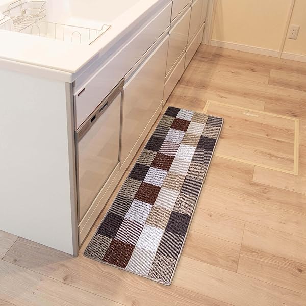 Lugn ルグン キッチンマット ブロック 洗える 滑り止め加工 へたりにくい フラット...