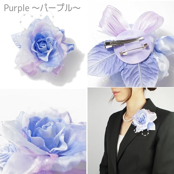 [クレインズコレクション] ローズ一輪コサージュ ブローチ 2WAY ピン クリップ フォーマル シ