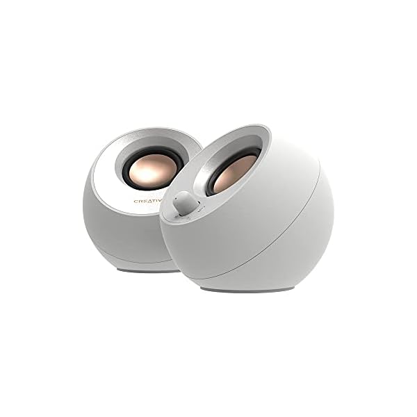 Pebble V3 ホワイト USB/Bluetooth / 3.5mmピン / 45度 上向きスピーカー 低音パッシブラジエーター / 8W