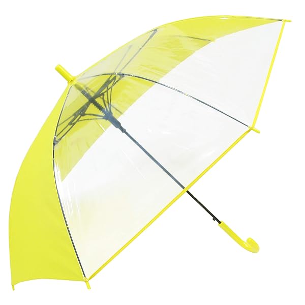 Rakuten - 風に強い グラス耐風骨 ビニール窓付 見通しの良い 安全 58cm ジャンプ傘 (黄)