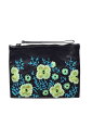未使用 Christopher Kane フラワーエンブロイダリー レザー ポーチ FREE ブラック クリストファーケイン 【中古】(4)