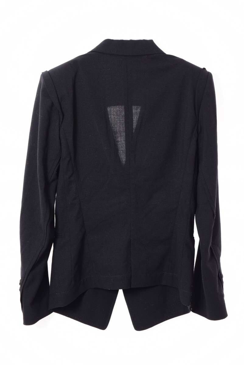 ANN DEMEULEMEESTER パワーショルダー ウール 2B ジャケット M ブラック アンドゥムルメステール 【中古】