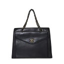 CHANEL 5番台 ラムスキン ターンロック チェーン ハンドバッグ - ブラック シャネル 【中古】