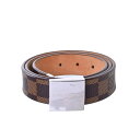LOUIS VUITTON ダミエ サンチュール キャレ ベルト 80/32 ブラウン ルイヴィトン 【中古】
