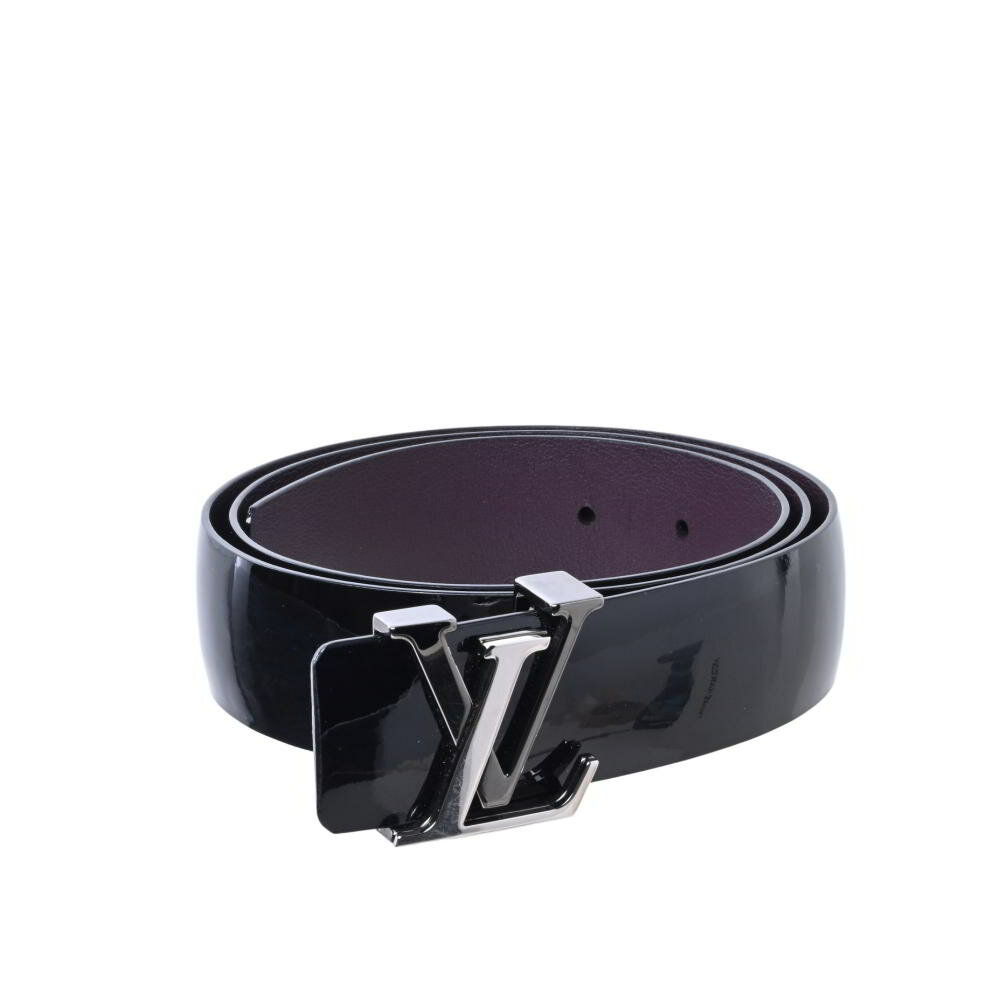 LOUIS VUITTON M9400 LV ロゴバックル パテントレザー ベルト 90/36 ブラック ルイヴィトン 【中古】