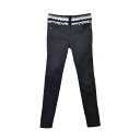 CHANEL P46638 ウエスト ツイード ストレッチ デニム 36 ブラック シャネル 【中古】