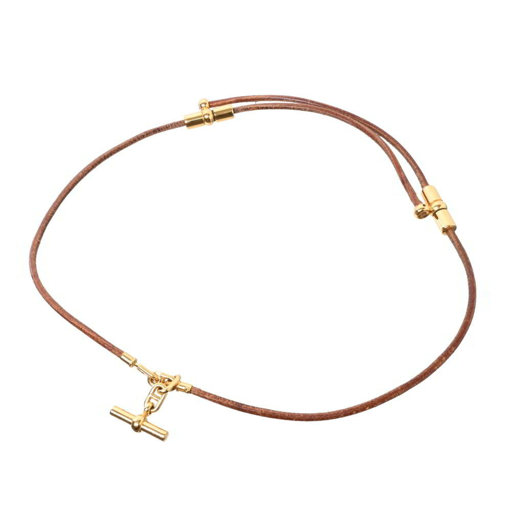 HERMES ヴィンテージ シェーヌダンクル レザー ベルト ONE SIZE ゴールド エルメス 【中古】