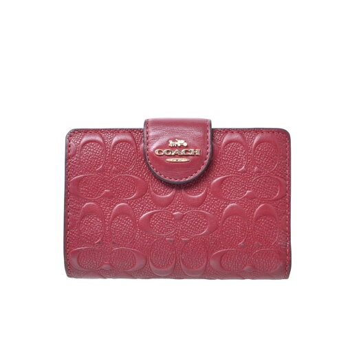COACH レザー コンパクト ウォレット - レッド コーチ 【中古】 COACH レザー コンパクト ウォレット - レッド コーチ 【中古】