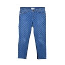 CHANEL マトラッセ ココボタン ストレッチ 裾ジップ デニム 40 ブルー シャネル 【中古】