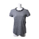 CHANEL P42120 袖ココマーク 襟ツイード Tシャツ 36 グレー シャネル 【中古】