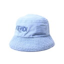 FENDI ロゴ刺繍 バケットハット S/58cm ブルー フェンディ 【中古】(4)