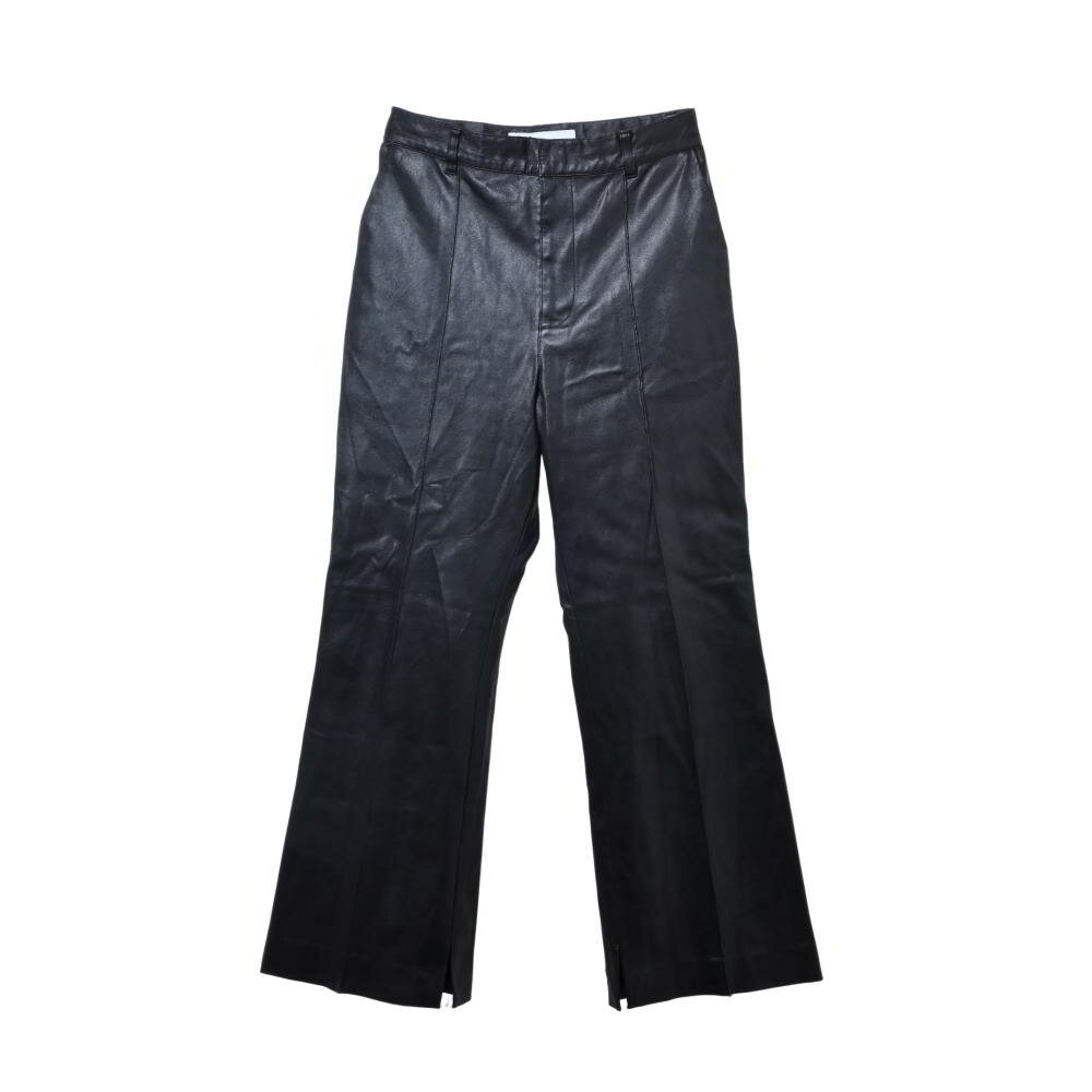 LE CIEL BLEU フェイクレザー フレアパンツ 34 ブラック ルシェルブルー 【中古】